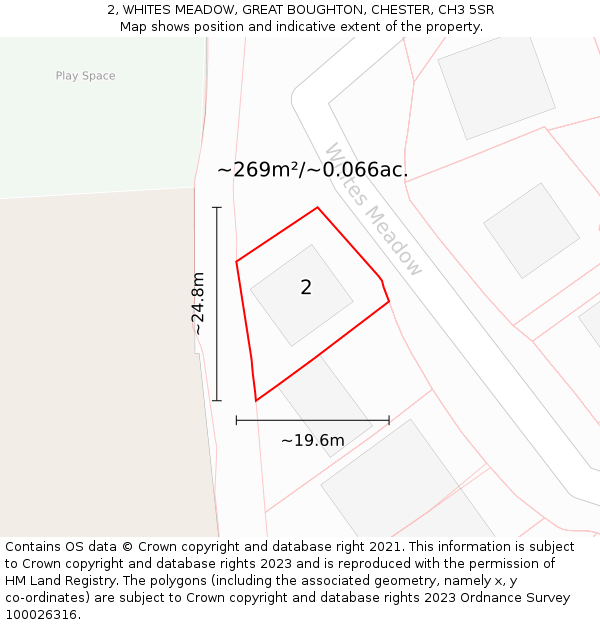 2, WHITES MEADOW, GREAT BOUGHTON, CHESTER, CH3 5SR: Plot and title map