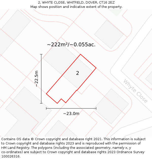 2, WHYTE CLOSE, WHITFIELD, DOVER, CT16 2EZ: Plot and title map