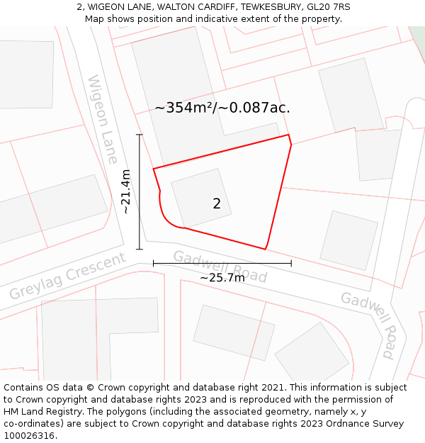 2, WIGEON LANE, WALTON CARDIFF, TEWKESBURY, GL20 7RS: Plot and title map