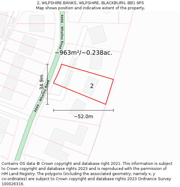 2, WILPSHIRE BANKS, WILPSHIRE, BLACKBURN, BB1 9PS: Plot and title map