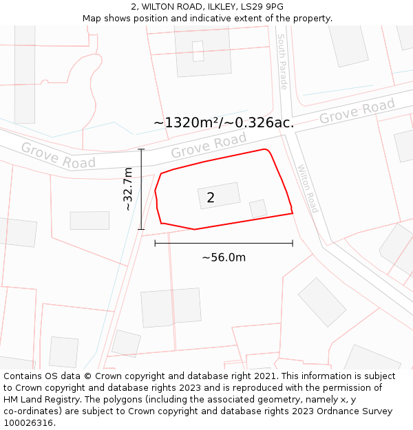 2, WILTON ROAD, ILKLEY, LS29 9PG: Plot and title map