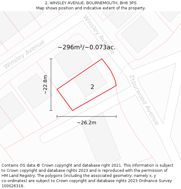 2, WINSLEY AVENUE, BOURNEMOUTH, BH6 3PS: Plot and title map