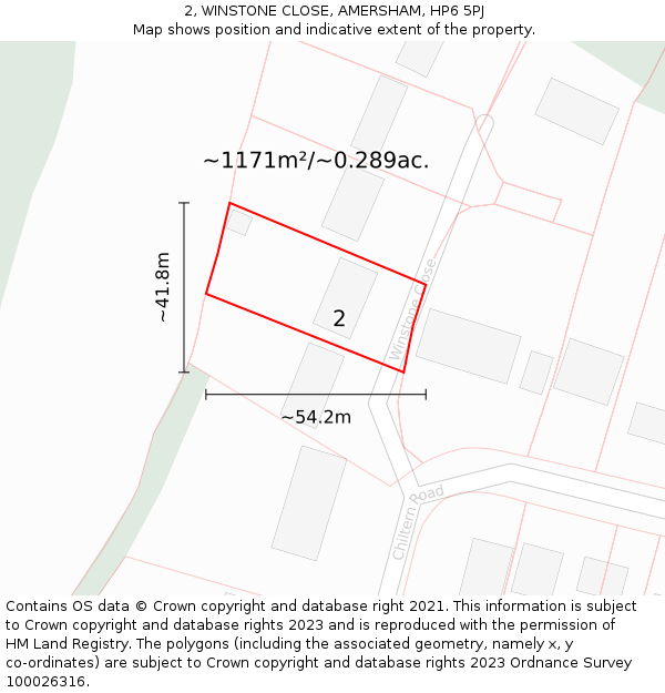 2, WINSTONE CLOSE, AMERSHAM, HP6 5PJ: Plot and title map