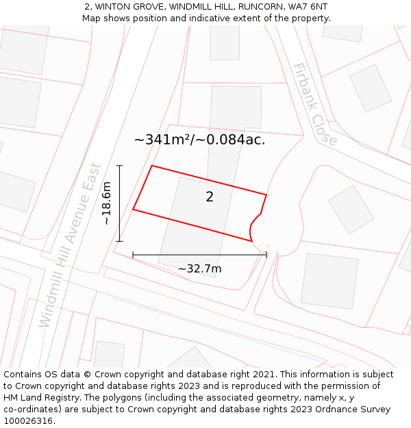 2, WINTON GROVE, WINDMILL HILL, RUNCORN, WA7 6NT: Plot and title map