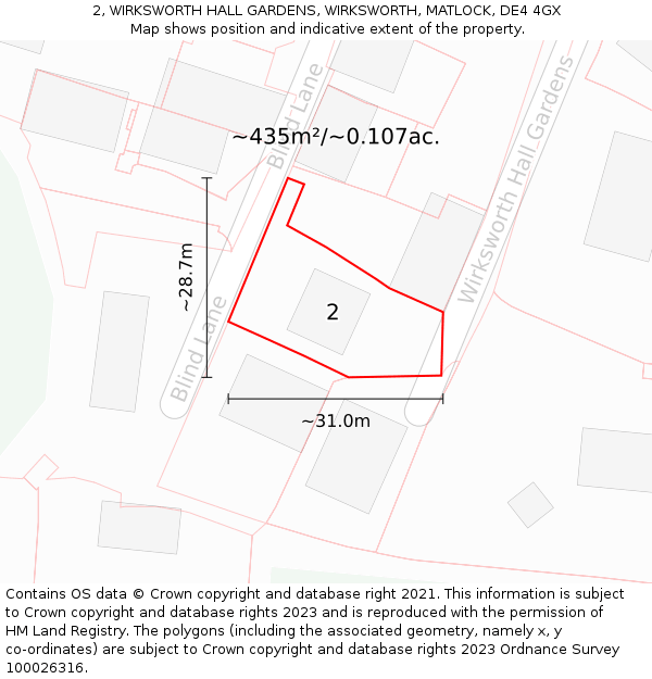 2, WIRKSWORTH HALL GARDENS, WIRKSWORTH, MATLOCK, DE4 4GX: Plot and title map