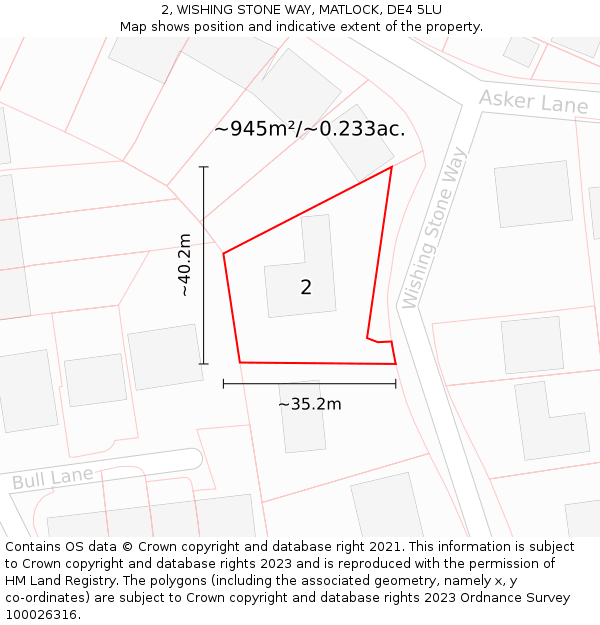 2, WISHING STONE WAY, MATLOCK, DE4 5LU: Plot and title map