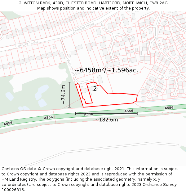 2, WITTON PARK, 439B, CHESTER ROAD, HARTFORD, NORTHWICH, CW8 2AG: Plot and title map