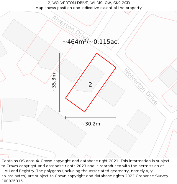 2, WOLVERTON DRIVE, WILMSLOW, SK9 2GD: Plot and title map