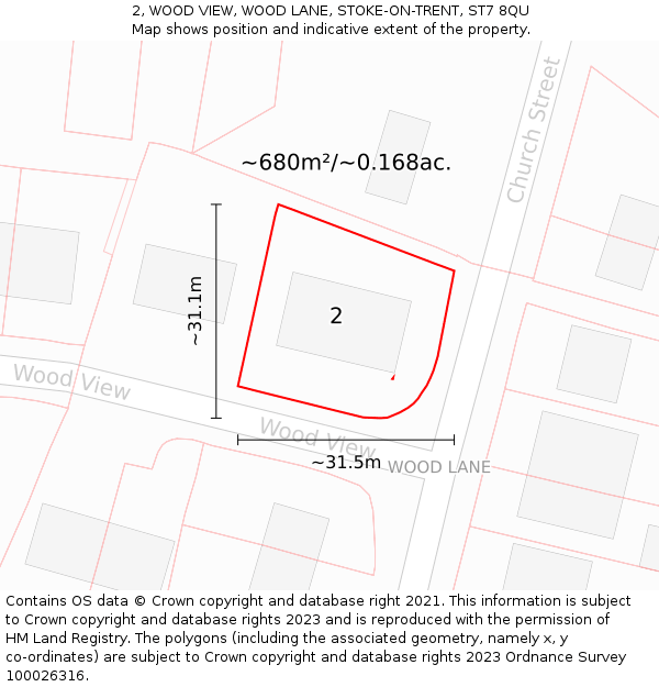 2, WOOD VIEW, WOOD LANE, STOKE-ON-TRENT, ST7 8QU: Plot and title map