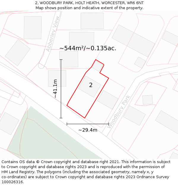 2, WOODBURY PARK, HOLT HEATH, WORCESTER, WR6 6NT: Plot and title map