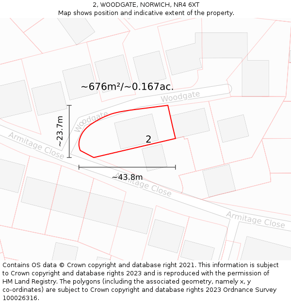 2, WOODGATE, NORWICH, NR4 6XT: Plot and title map