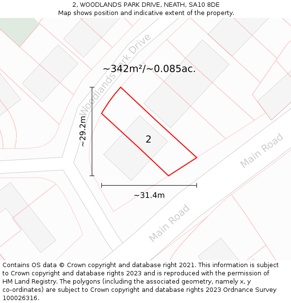 2, WOODLANDS PARK DRIVE, NEATH, SA10 8DE: Plot and title map