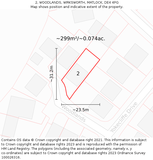 2, WOODLANDS, WIRKSWORTH, MATLOCK, DE4 4PG: Plot and title map