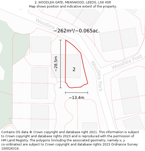 2, WOODLEA GATE, MEANWOOD, LEEDS, LS6 4SR: Plot and title map