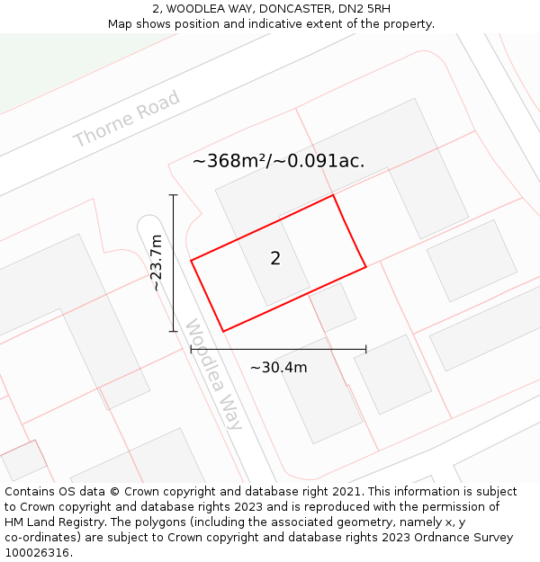 2, WOODLEA WAY, DONCASTER, DN2 5RH: Plot and title map