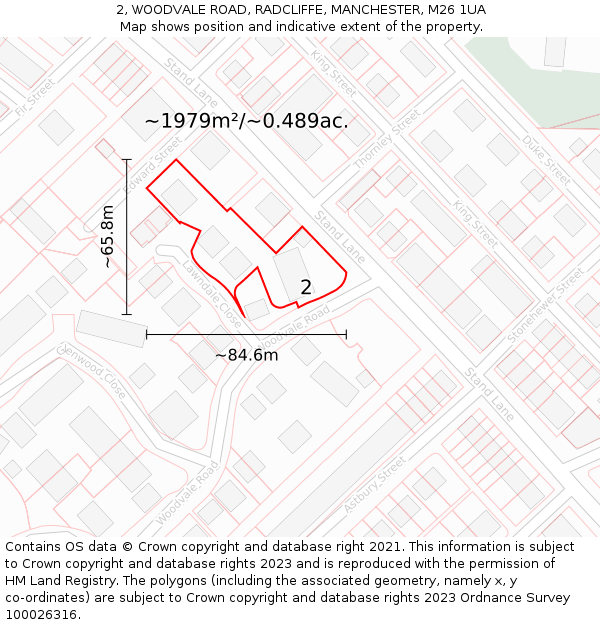 2, WOODVALE ROAD, RADCLIFFE, MANCHESTER, M26 1UA: Plot and title map