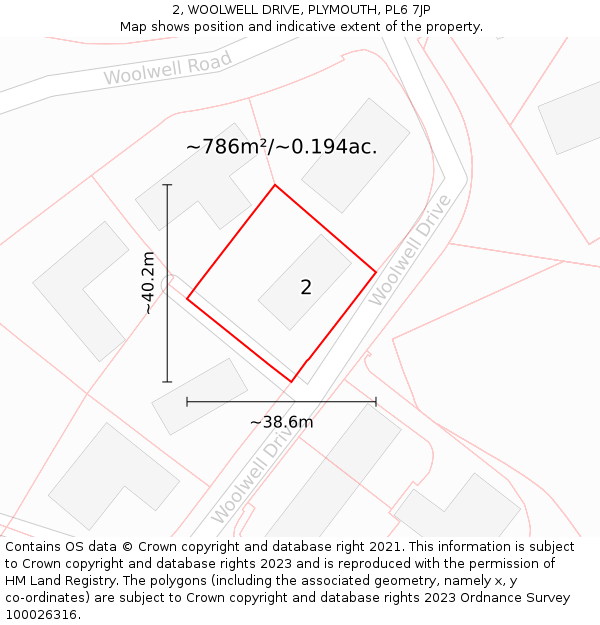 2, WOOLWELL DRIVE, PLYMOUTH, PL6 7JP: Plot and title map