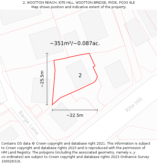 2, WOOTTON REACH, KITE HILL, WOOTTON BRIDGE, RYDE, PO33 4LE: Plot and title map