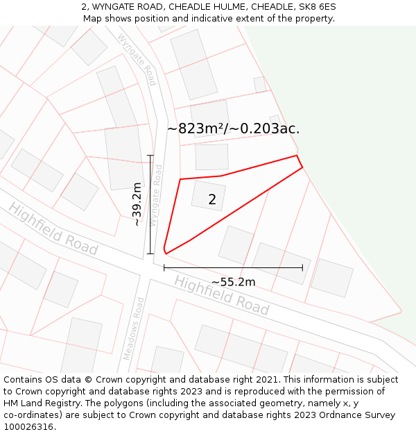 2, WYNGATE ROAD, CHEADLE HULME, CHEADLE, SK8 6ES: Plot and title map