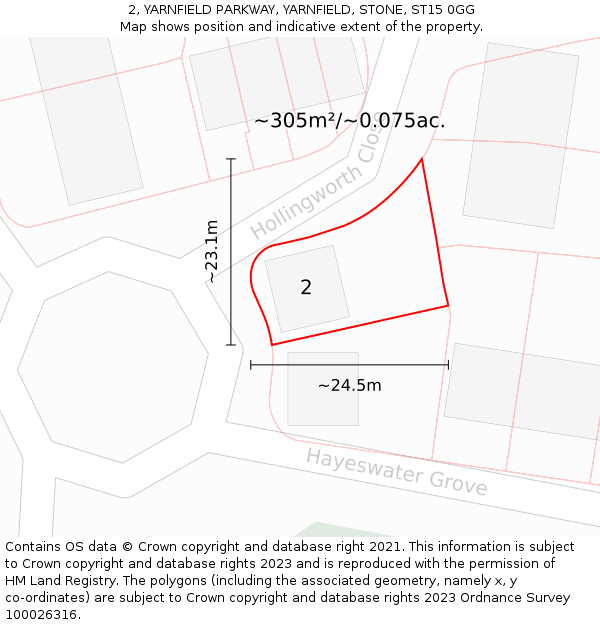 2, YARNFIELD PARKWAY, YARNFIELD, STONE, ST15 0GG: Plot and title map