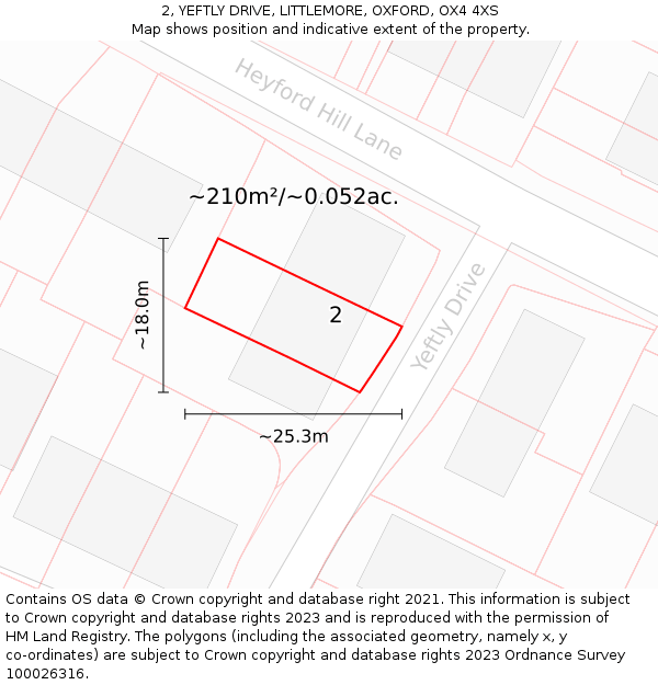 2, YEFTLY DRIVE, LITTLEMORE, OXFORD, OX4 4XS: Plot and title map