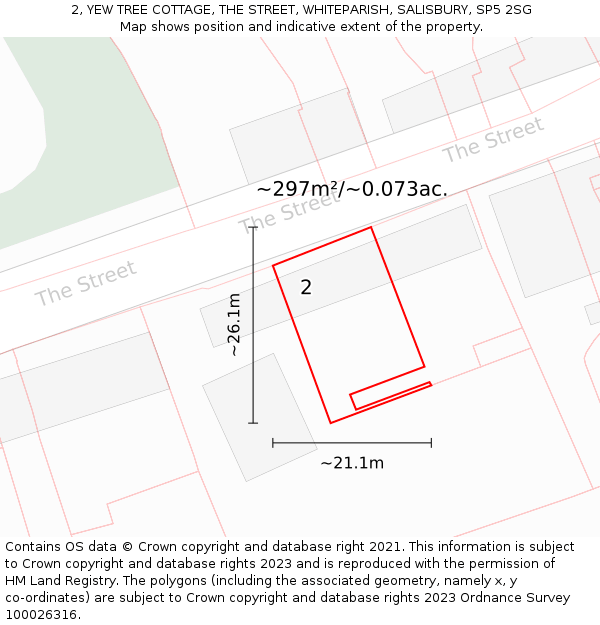 2, YEW TREE COTTAGE, THE STREET, WHITEPARISH, SALISBURY, SP5 2SG: Plot and title map