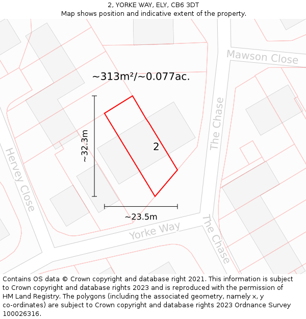 2, YORKE WAY, ELY, CB6 3DT: Plot and title map