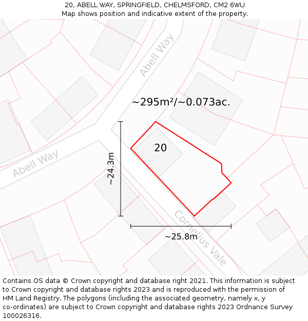 20, ABELL WAY, SPRINGFIELD, CHELMSFORD, CM2 6WU: Plot and title map