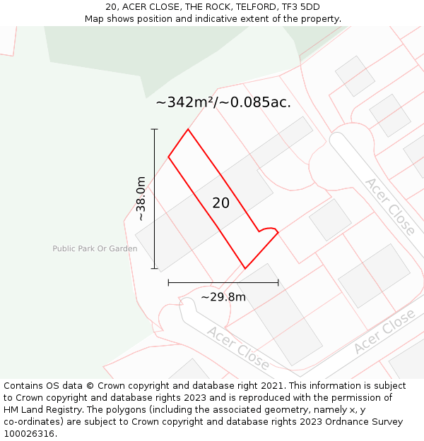 20, ACER CLOSE, THE ROCK, TELFORD, TF3 5DD: Plot and title map