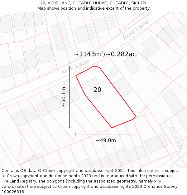 20, ACRE LANE, CHEADLE HULME, CHEADLE, SK8 7PL: Plot and title map