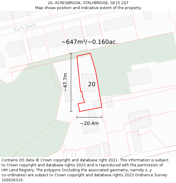 20, ACRESBROOK, STALYBRIDGE, SK15 2QT: Plot and title map