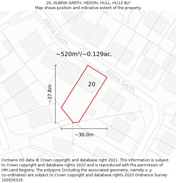 20, ALBINA GARTH, HEDON, HULL, HU12 8LY: Plot and title map