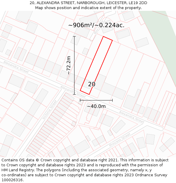 20, ALEXANDRA STREET, NARBOROUGH, LEICESTER, LE19 2DD: Plot and title map