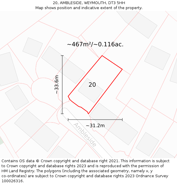 20, AMBLESIDE, WEYMOUTH, DT3 5HH: Plot and title map