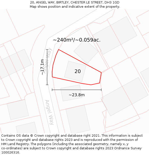 20, ANGEL WAY, BIRTLEY, CHESTER LE STREET, DH3 1GD: Plot and title map