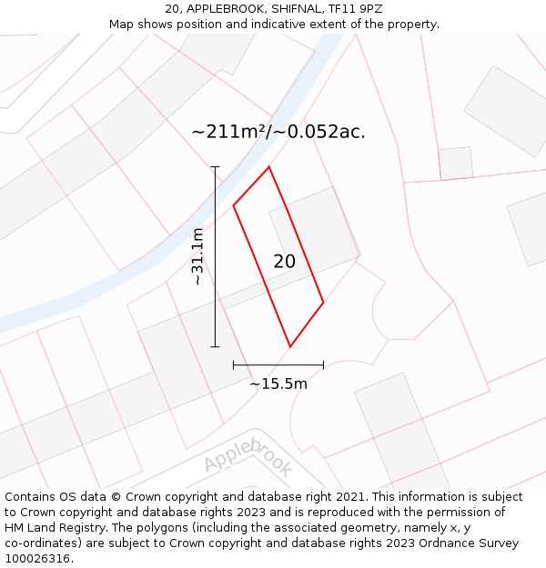 20, APPLEBROOK, SHIFNAL, TF11 9PZ: Plot and title map