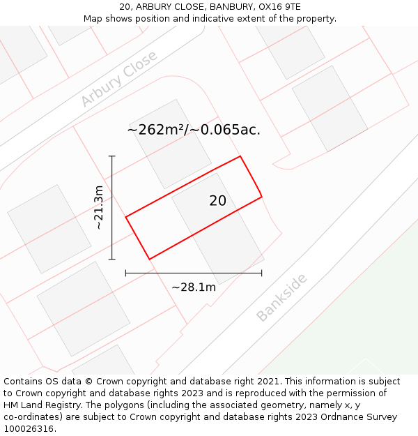 20, ARBURY CLOSE, BANBURY, OX16 9TE: Plot and title map