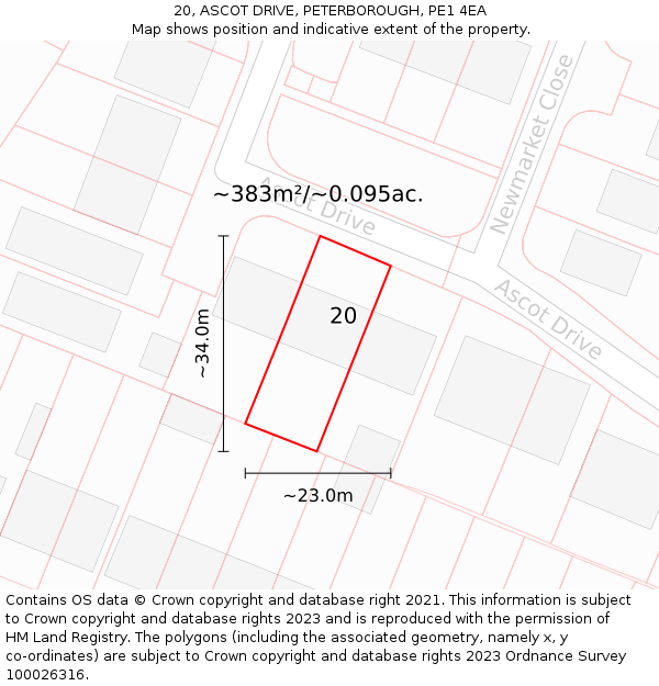 20, ASCOT DRIVE, PETERBOROUGH, PE1 4EA: Plot and title map