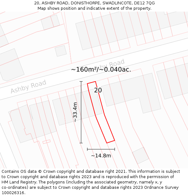 20, ASHBY ROAD, DONISTHORPE, SWADLINCOTE, DE12 7QG: Plot and title map