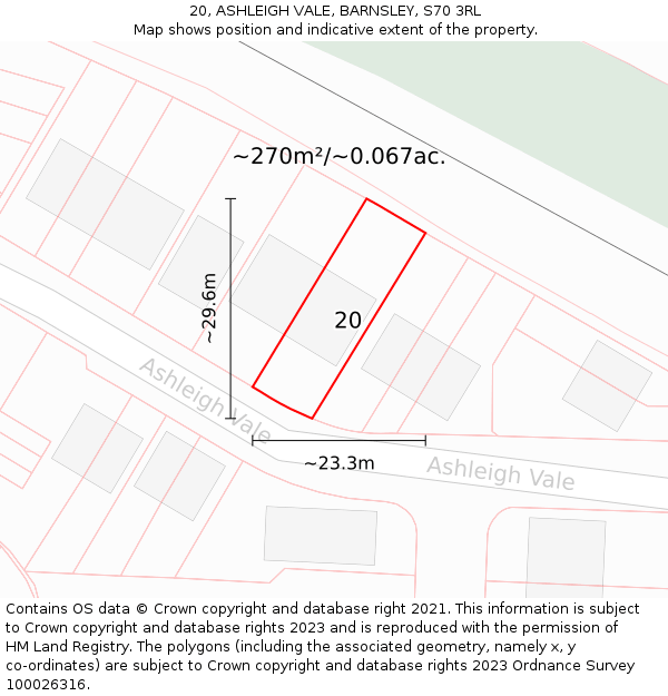 20, ASHLEIGH VALE, BARNSLEY, S70 3RL: Plot and title map