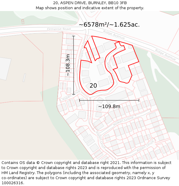 20, ASPEN DRIVE, BURNLEY, BB10 3FB: Plot and title map