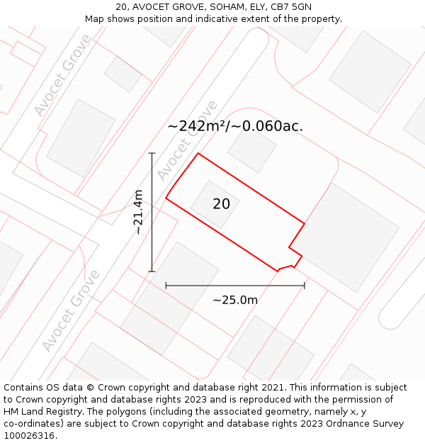 20, AVOCET GROVE, SOHAM, ELY, CB7 5GN: Plot and title map