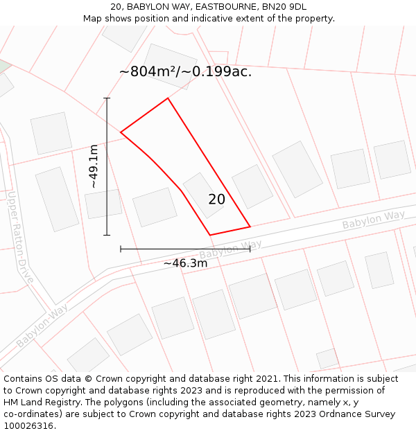 20, BABYLON WAY, EASTBOURNE, BN20 9DL: Plot and title map