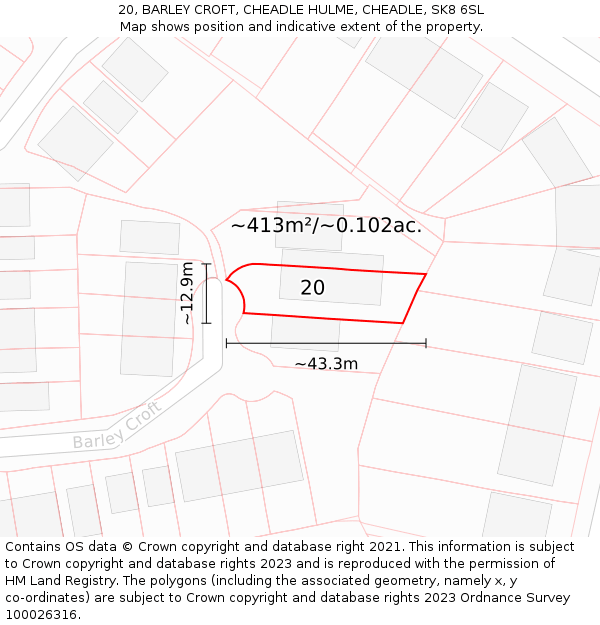 20, BARLEY CROFT, CHEADLE HULME, CHEADLE, SK8 6SL: Plot and title map