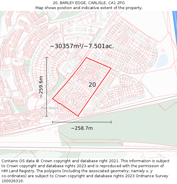 20, BARLEY EDGE, CARLISLE, CA1 2PG: Plot and title map