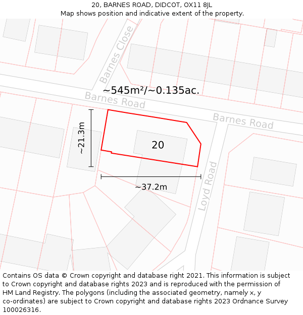 20, BARNES ROAD, DIDCOT, OX11 8JL: Plot and title map