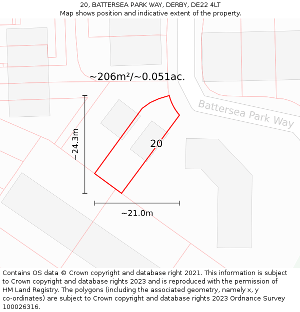 20, BATTERSEA PARK WAY, DERBY, DE22 4LT: Plot and title map