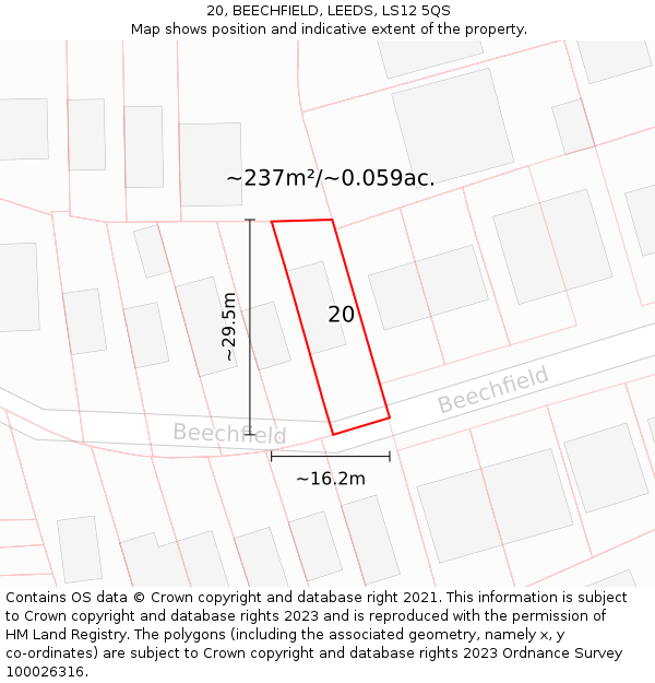 20, BEECHFIELD, LEEDS, LS12 5QS: Plot and title map