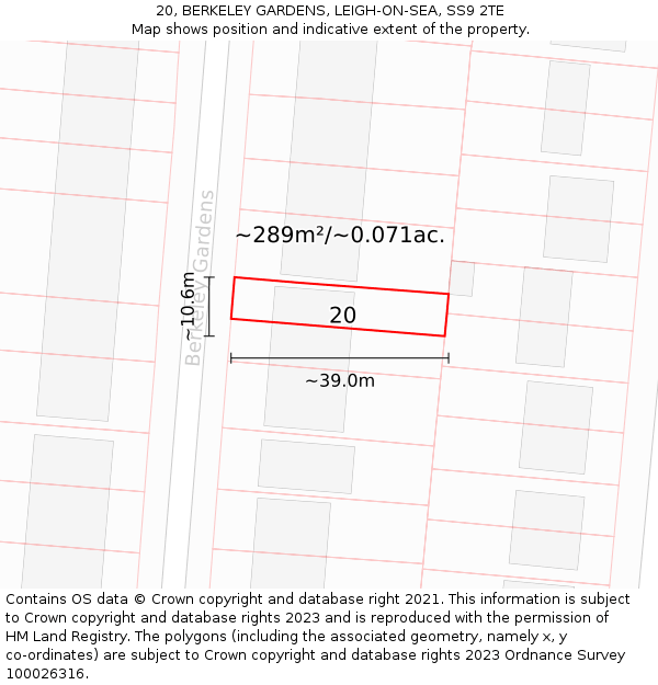 20, BERKELEY GARDENS, LEIGH-ON-SEA, SS9 2TE: Plot and title map