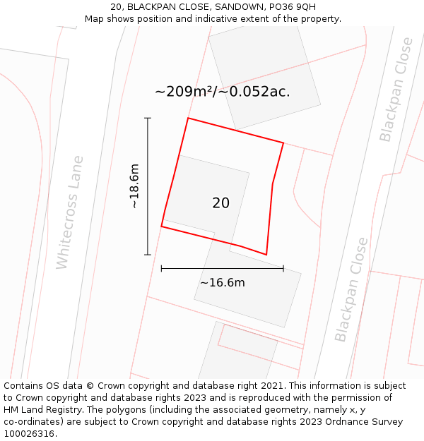 20, BLACKPAN CLOSE, SANDOWN, PO36 9QH: Plot and title map